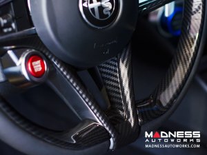 Alfa Romeo Giulia Steering Wheel Trim - Carbon Fiber - Main Center Trim Piece - Red Candy